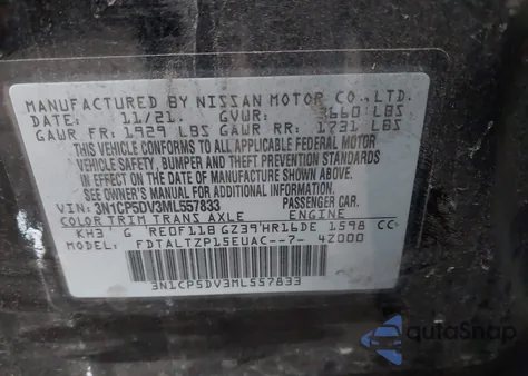 2021 Nissan Kicks Sr Xtronic Cvt z USA, uszkodzony, nr VIN 3N1CP5DV3ML557833